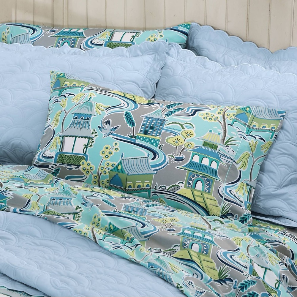 Cuddledown Sachie Chinoiserie percale pair of standard pillowcases